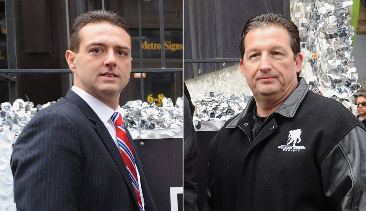 NEW YORK, NY - NOVEMBER 11: Fred Williamson with Al Giordano and Steven Nardizzi of the Wounded Warrior Project joins the Wounded Warrior Project for the Veterans Day Prade on November 11, 2013 in New York City. (Photo by Bobby Bank/WireImage)
