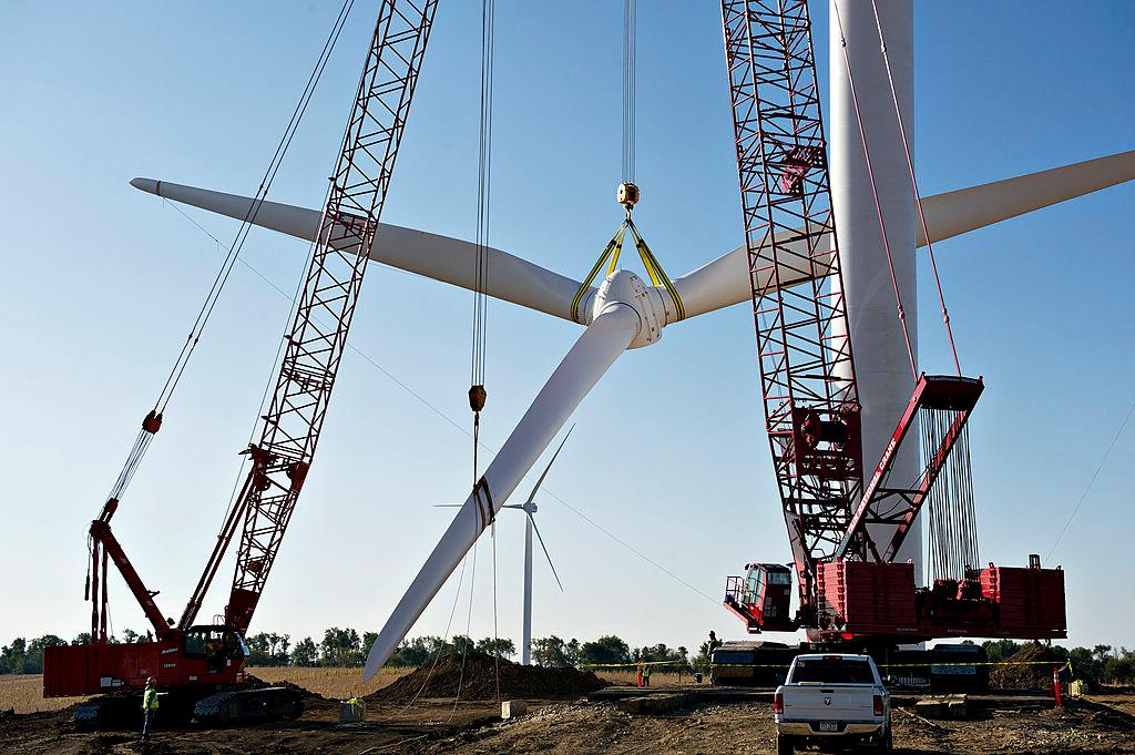 Suzlon Wind Turbine Assembly At Edison Mission Group's Big Sky Wind Farm