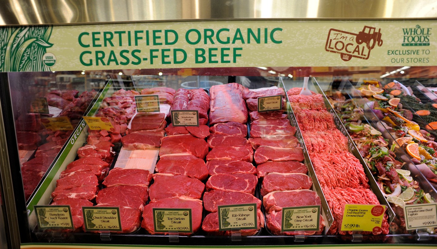 FEXXFDARAPAHOEBEEF_CM55 Start to finish story on organic grass fed beef from the Arapaho Ranch in Wyoming. The beef in the case at the Whole Foods Market in Boulder on Monday, September 21, 2009. Cyrus McCrimmon, The Denver Post