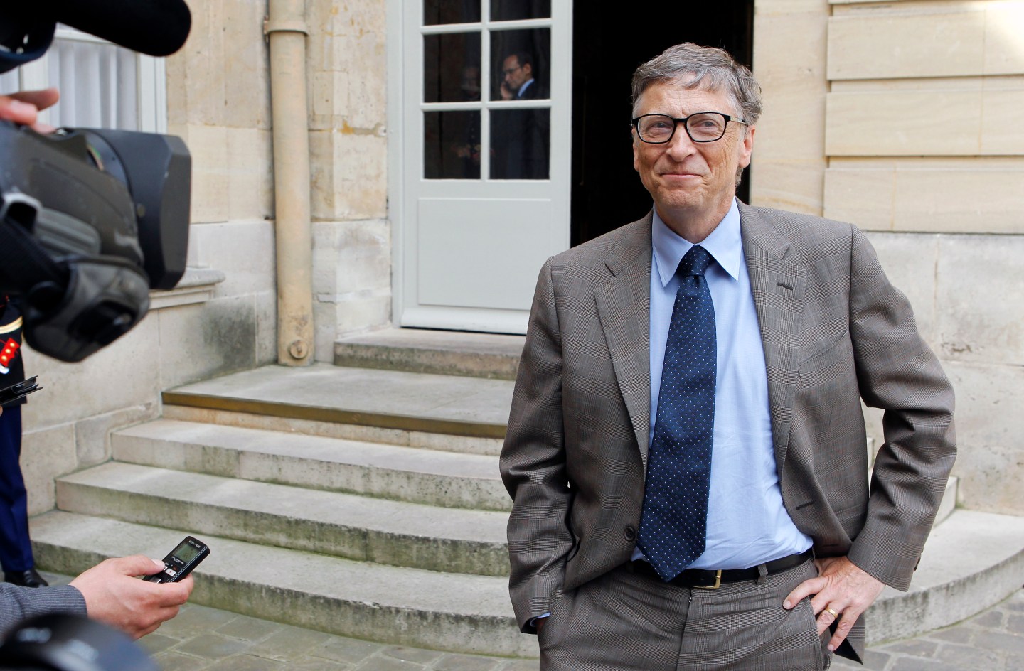French Prime Minister Manuel Valls Receives Bill Gates At Hotel Matignon