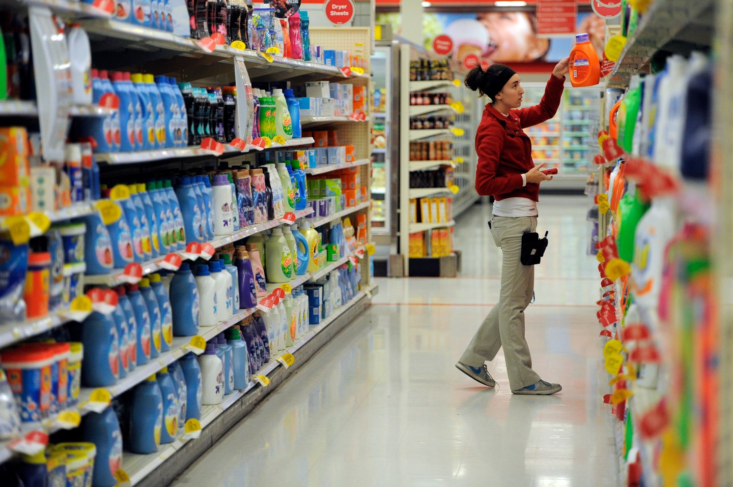Stocking shelves at Target