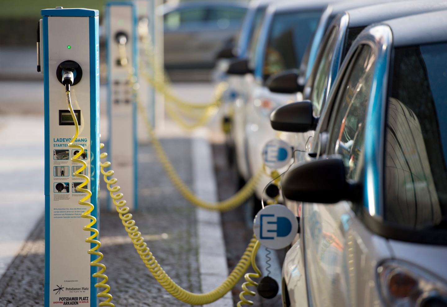 Electric Cars at a Charger Station