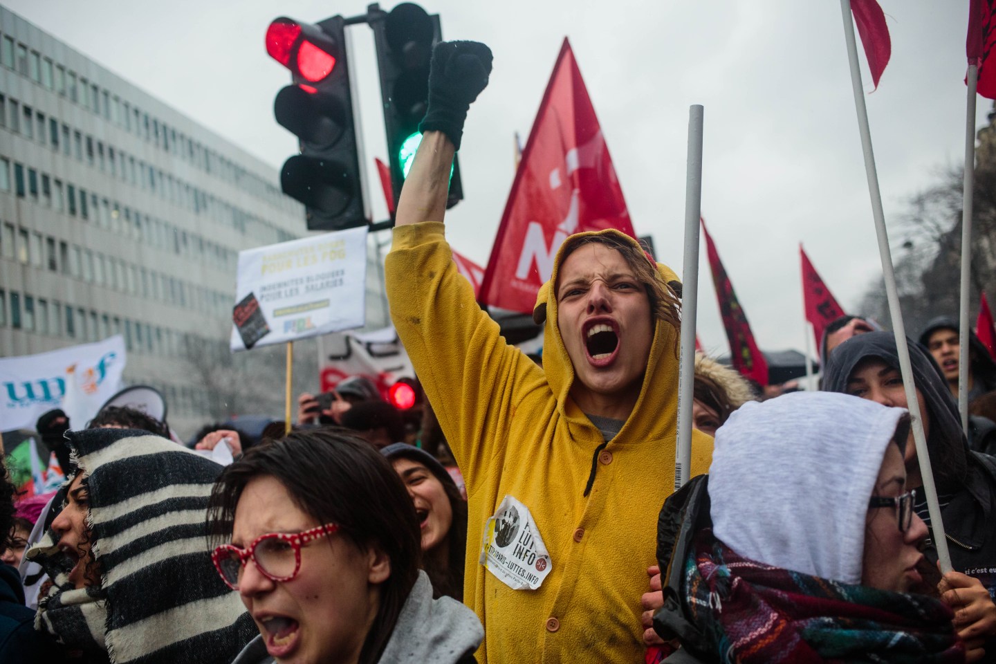 Students Demonstrate Against The El Khomri Law In Paris