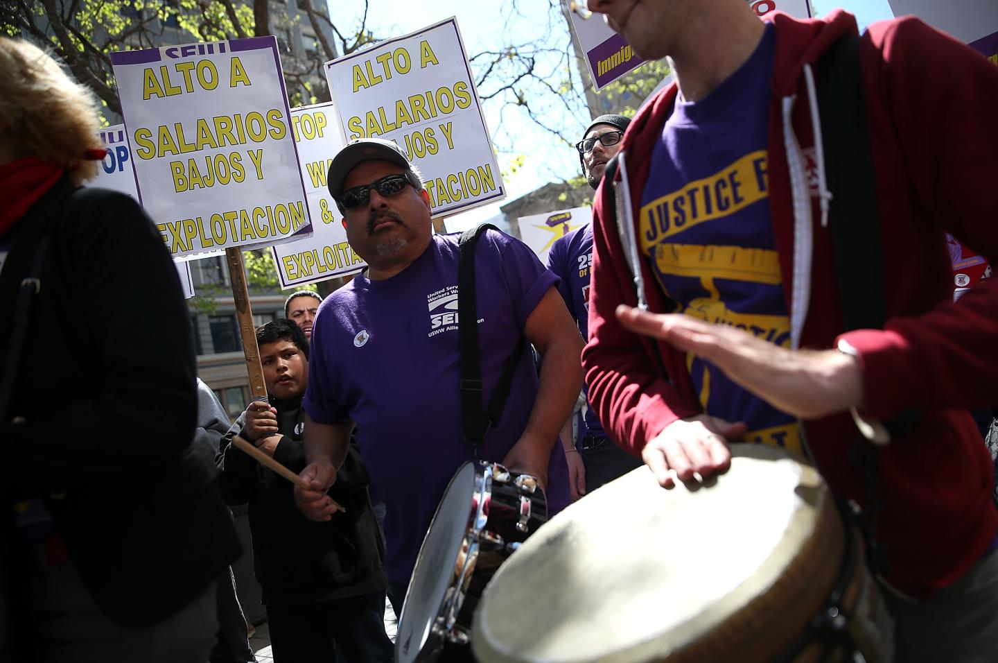 Workers Gather To Protest For Higher Minimum Wage In California