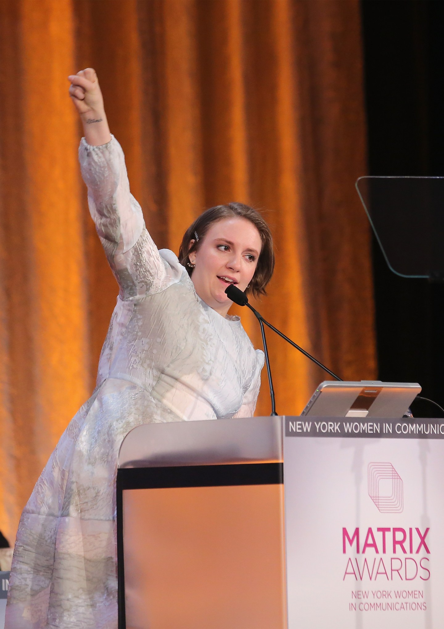 (EXCLUSIVE COVERAGE) speaks onstage during the 2016 Matrix Awards at The Waldorf Astoria on April 25, 2016 in New York City.