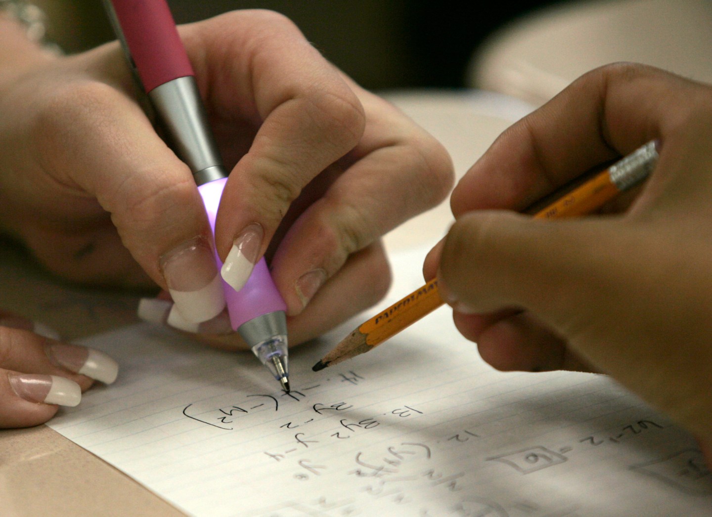 Riverside, Oct. 20, 2005   Students work on problem at math's class specially arranged at Martin