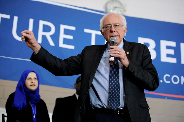 Democratic U.S. presidential candidate Sanders speaks at a town hall event in Milwaukee, Wisconsin