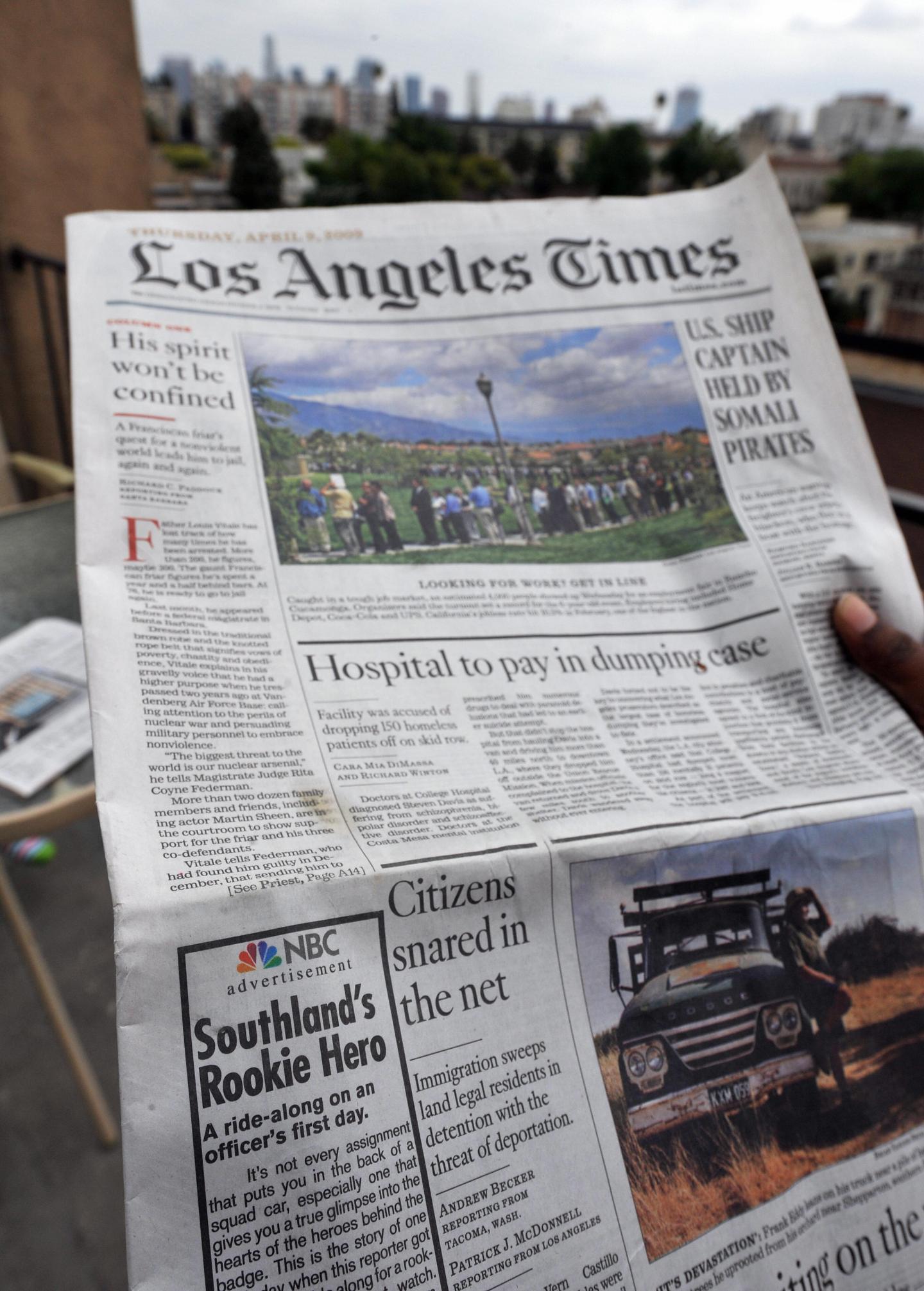 A copy of Los Angeles bearing an adverti