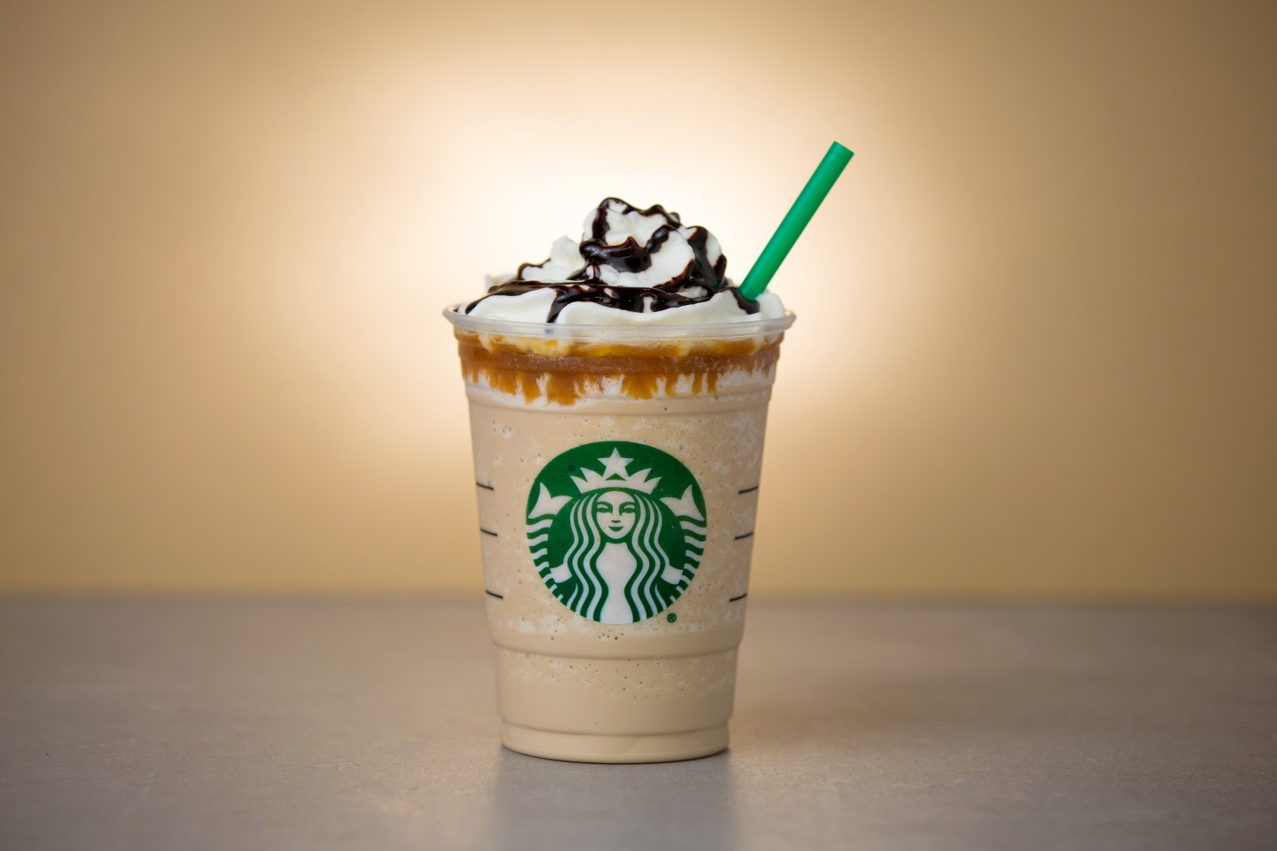 Caramel Cocoa Cluster Frappuccino blended beverage photographed on April 1, 2016. (Joshua Trujillo, Starbucks)