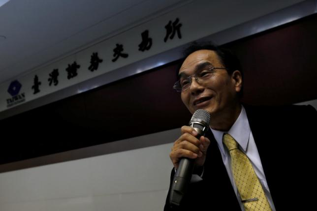 Hon Hai's Vice President Tai Jeng-wu speaks during a news conference to announce the company's agreement to acquire Sharp Corp in Taipei, Taiwan