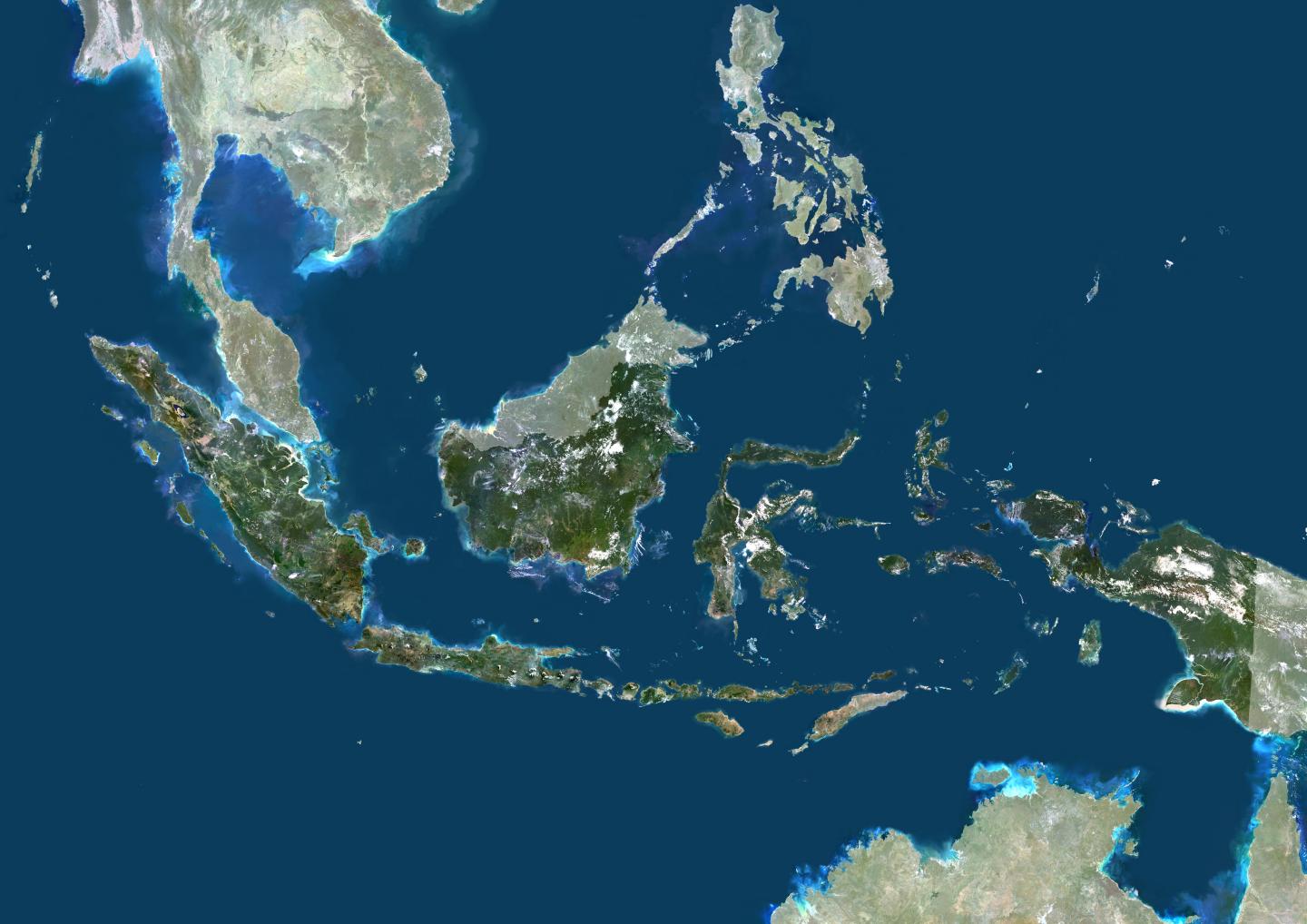 Indonesia, Asia, True Colour Satellite Image With Mask