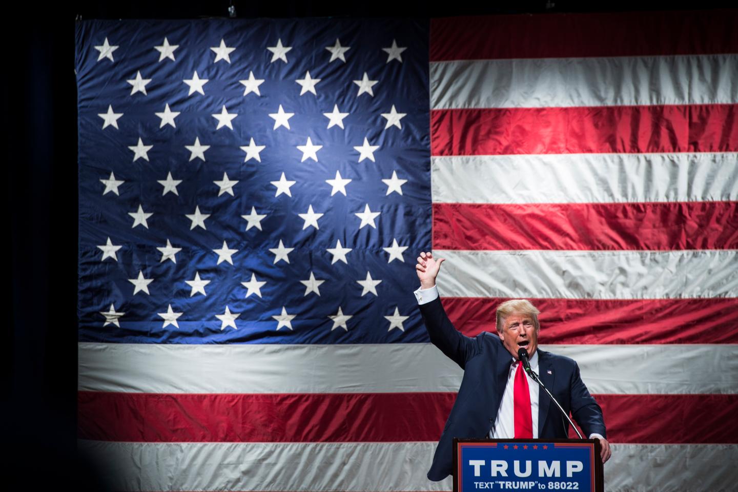 Republican presidential candidate Donald Trump in Poughkeepsie, NY.