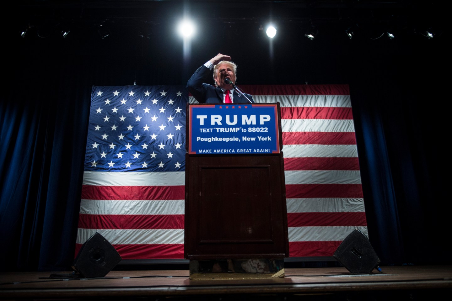Republican presidential candidate Donald Trump in Poughkeepsie, NY.
