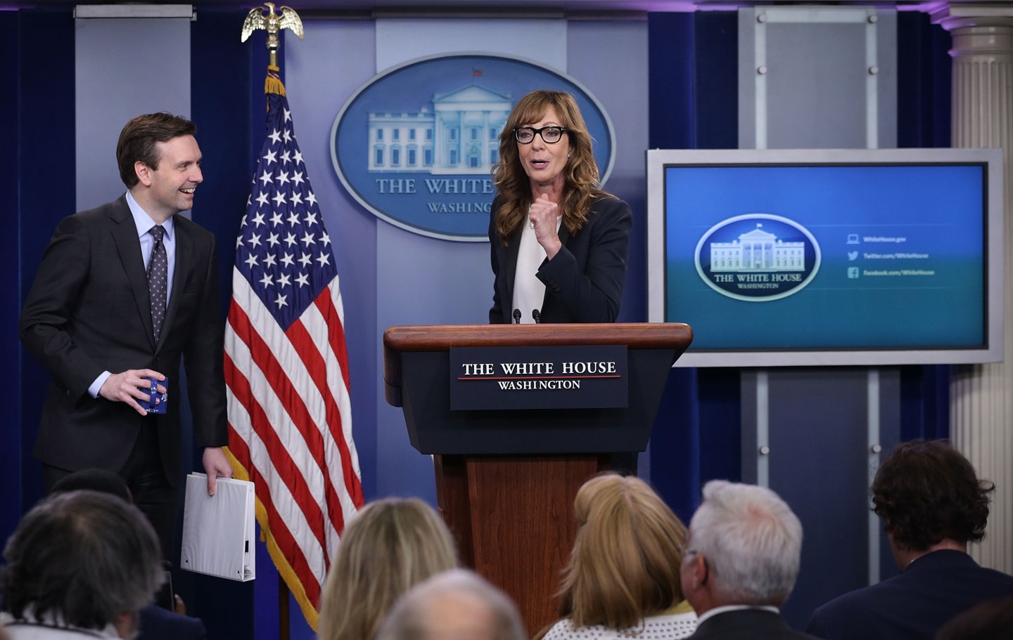 West Wing Actress Allison Janney Makes Appearance In White House Briefing Room