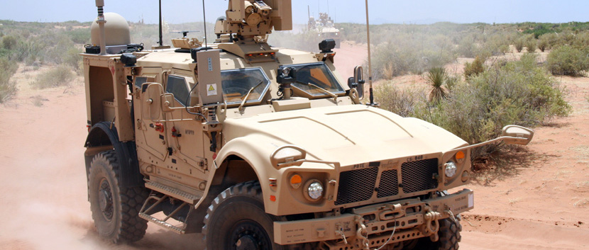 Army vehicle with new communications system.