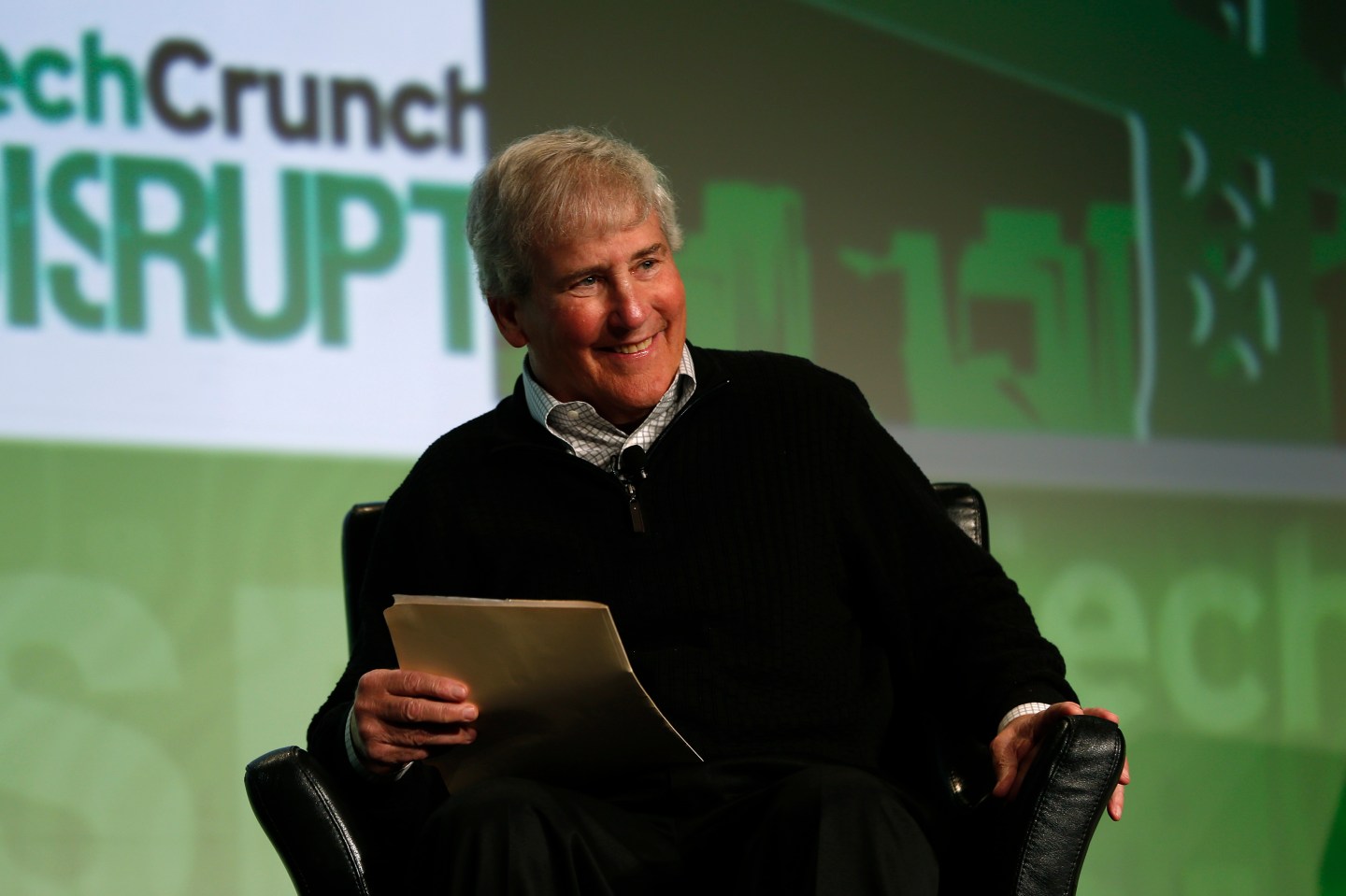 Bill Campbell, chairman of the board and former CEO of Intuit Inc., speaks during TechCrunch Disrupt SF 2012 in San Francisco