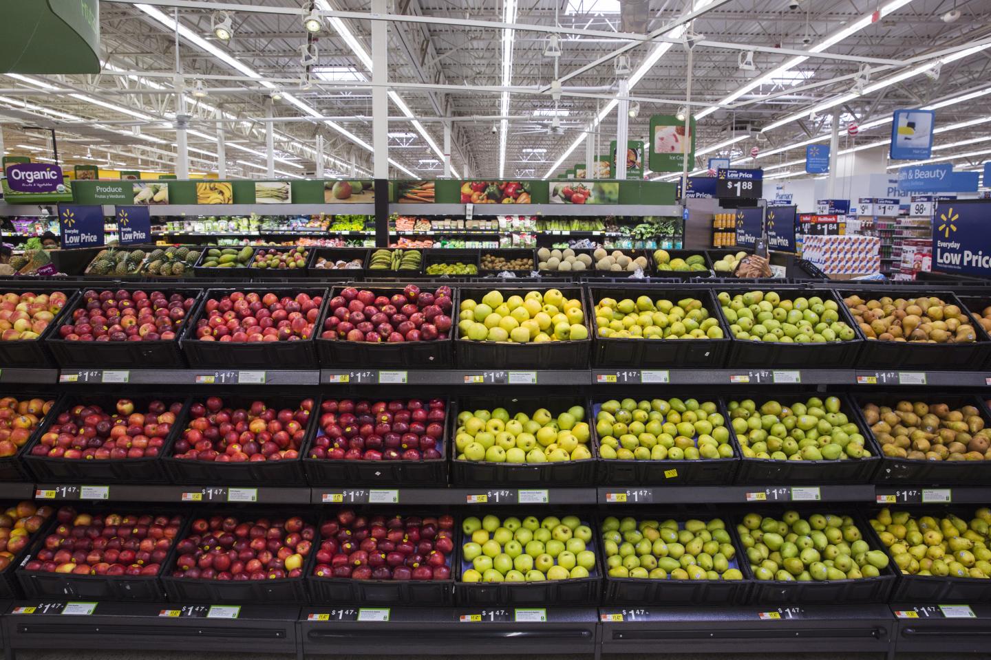 The fresh produce is displayed at a Walmart store in Secaucus, New Jersey