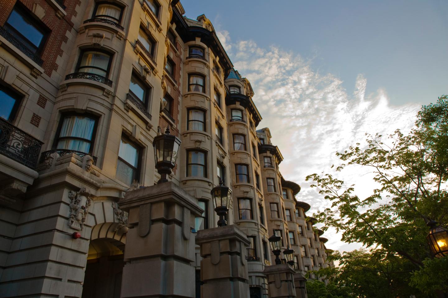 Classic Stone Buildings Along Commonwealth Avenue, Boston, Massachusetts