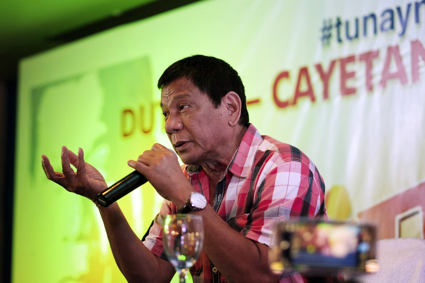 Davao Mayor Rodrigo Duterte Votes As Filipinos Head To The Polls For Presidential Election