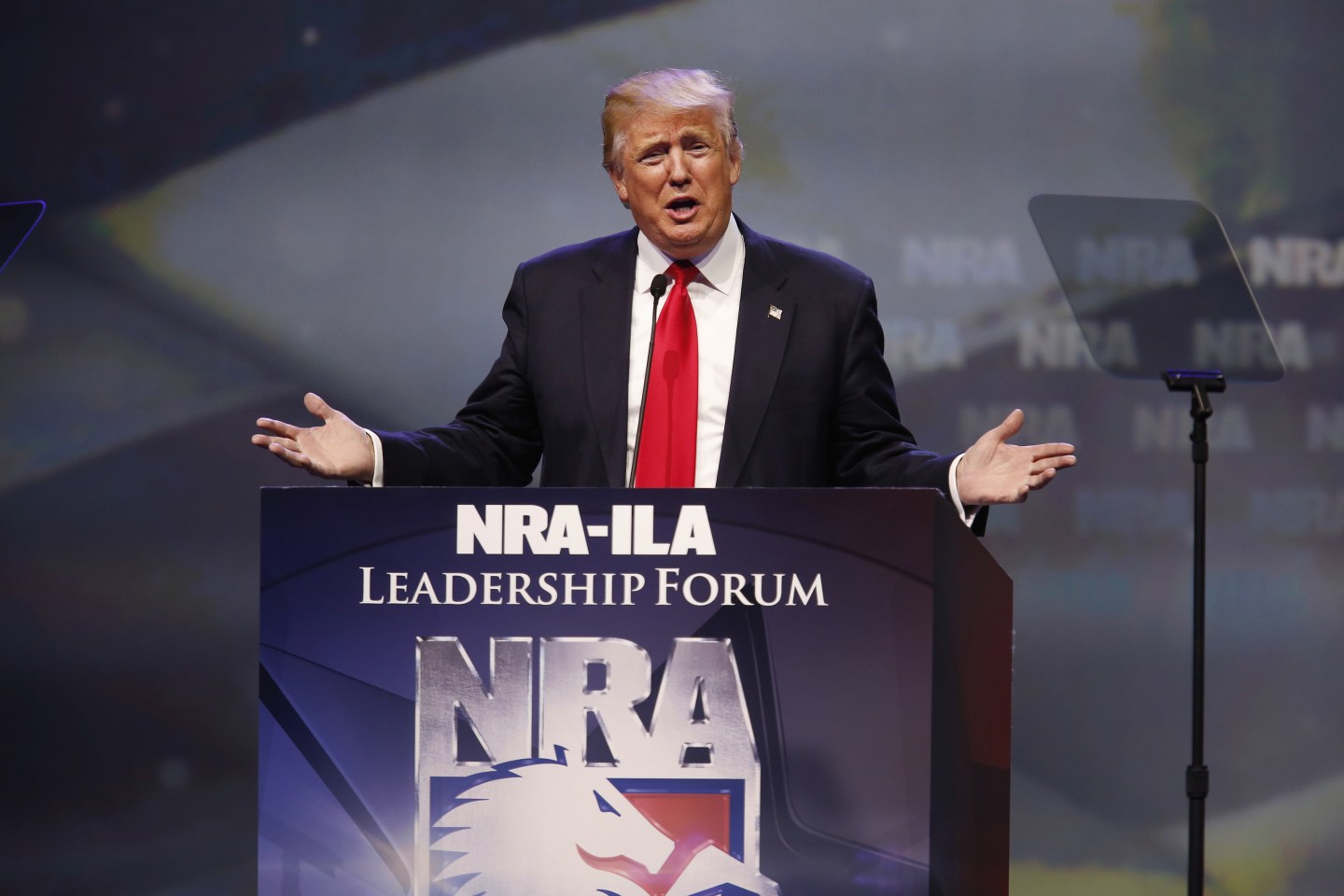 Presumptive Republican Presidential Nominee Donald Trump Speaks At The National Rifle Association Annual Meeting