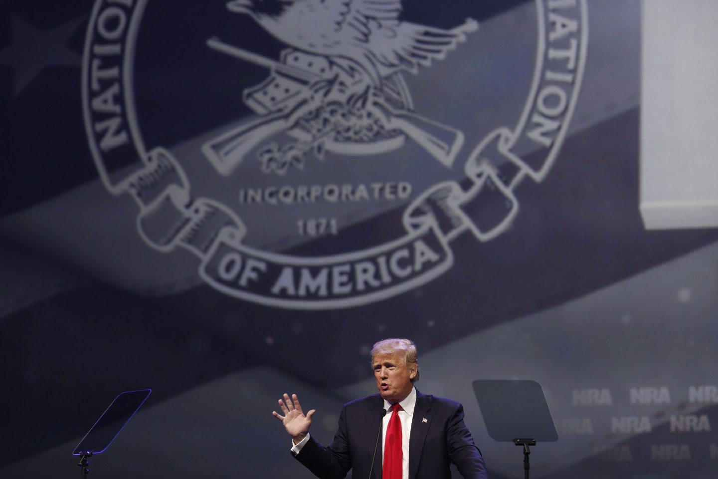 Presumptive Republican Presidential Nominee Donald Trump Speaks At The National Rifle Association Annual Meeting