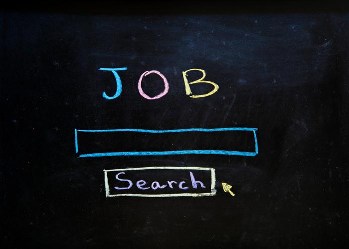 Job search written in chalk on a blackboard