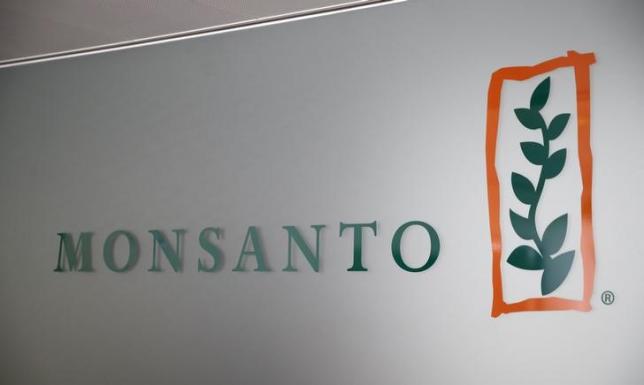 A Monsanto logo is pictured in the company headquarters in Morges