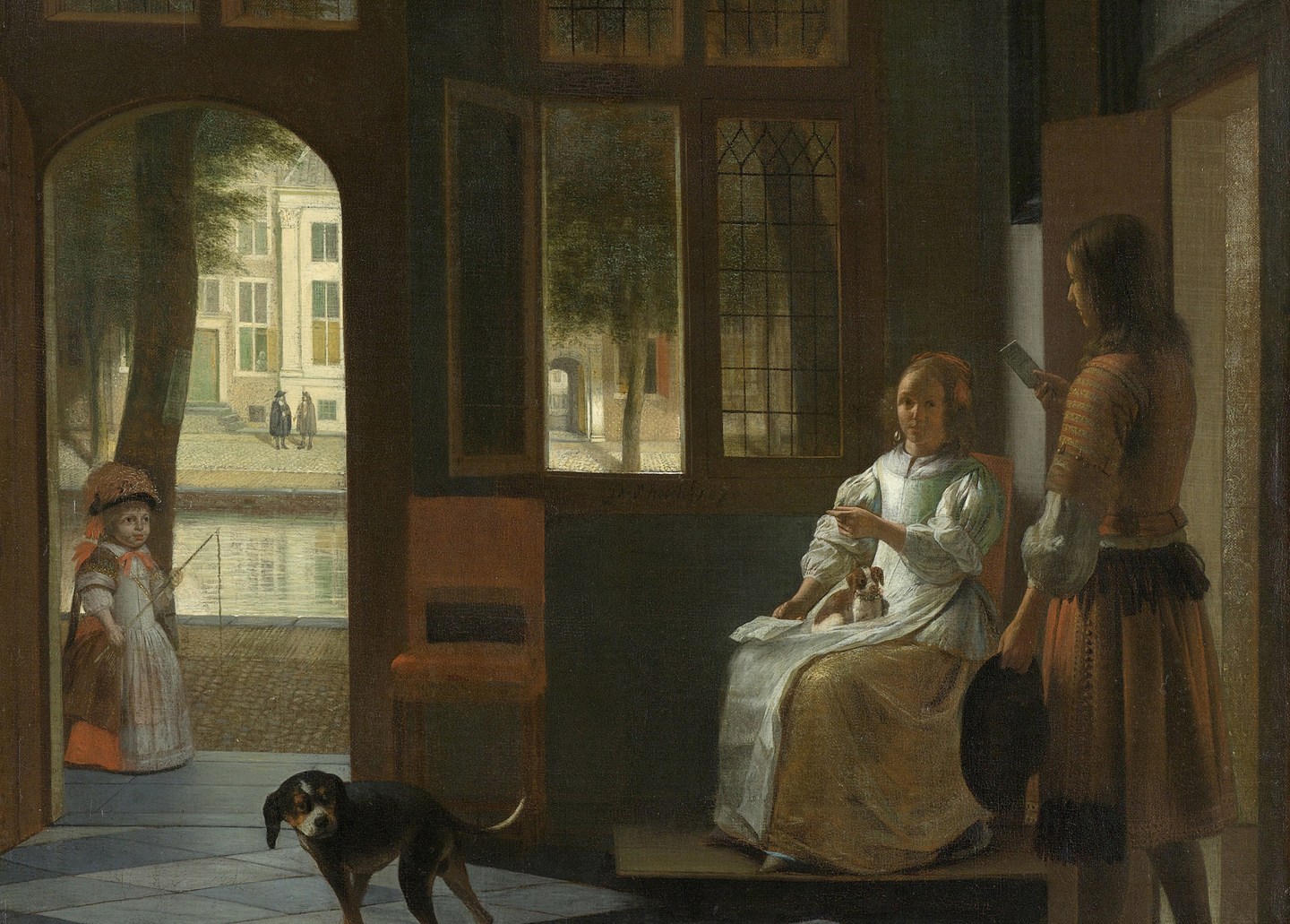 A Woman Directing a Young Man With a Letter, 1670. Artist: Hooch, Pieter, de (1629-1684)