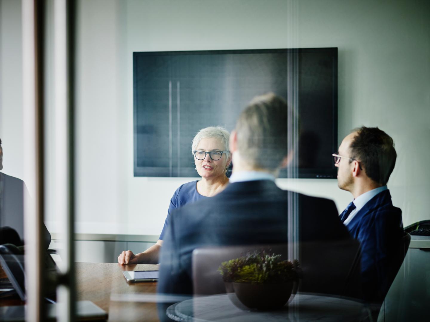 Mature businesswoman leading team meeting