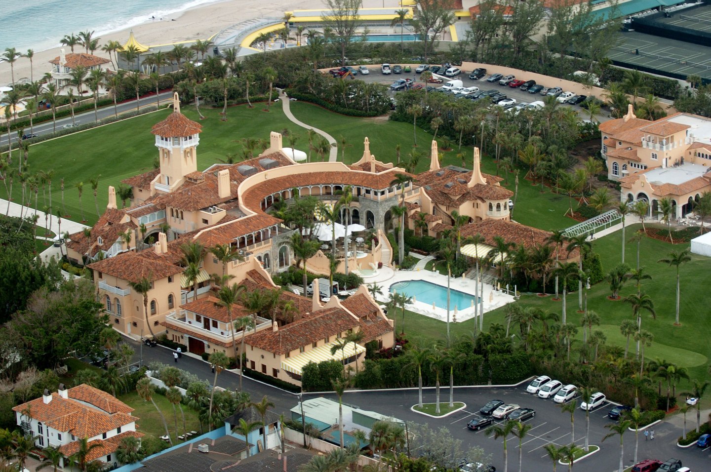 Aerial view of Mar-a-Lago, the estate of Donald Trump, in Pa
