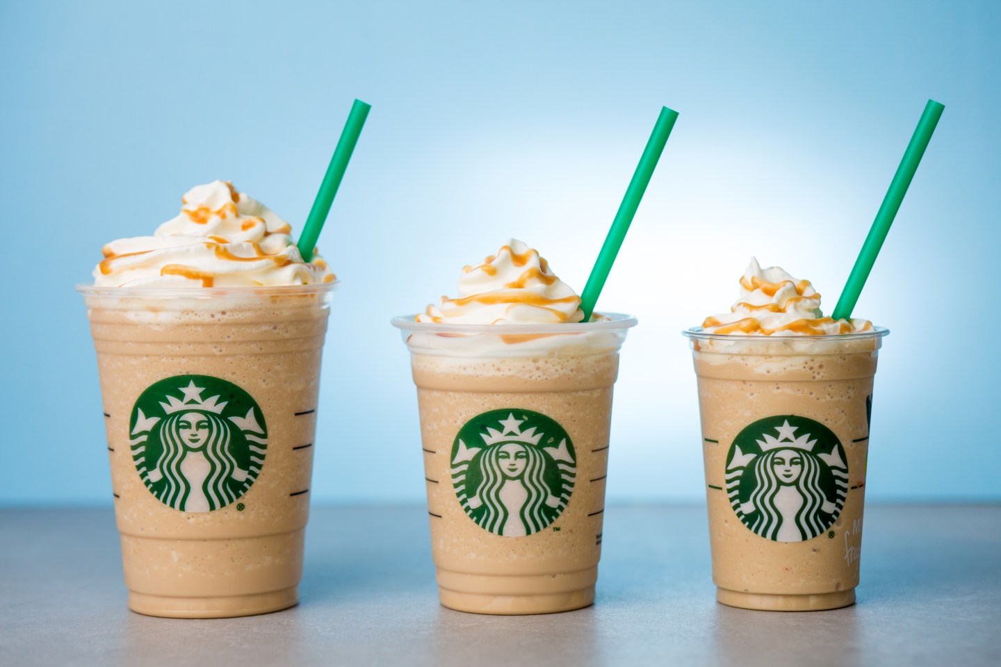 Mini Coffee Frappuccino photographed with tall and grande sizes on Thursday, March 17, 2016. (Joshua Trujillo, Starbucks)