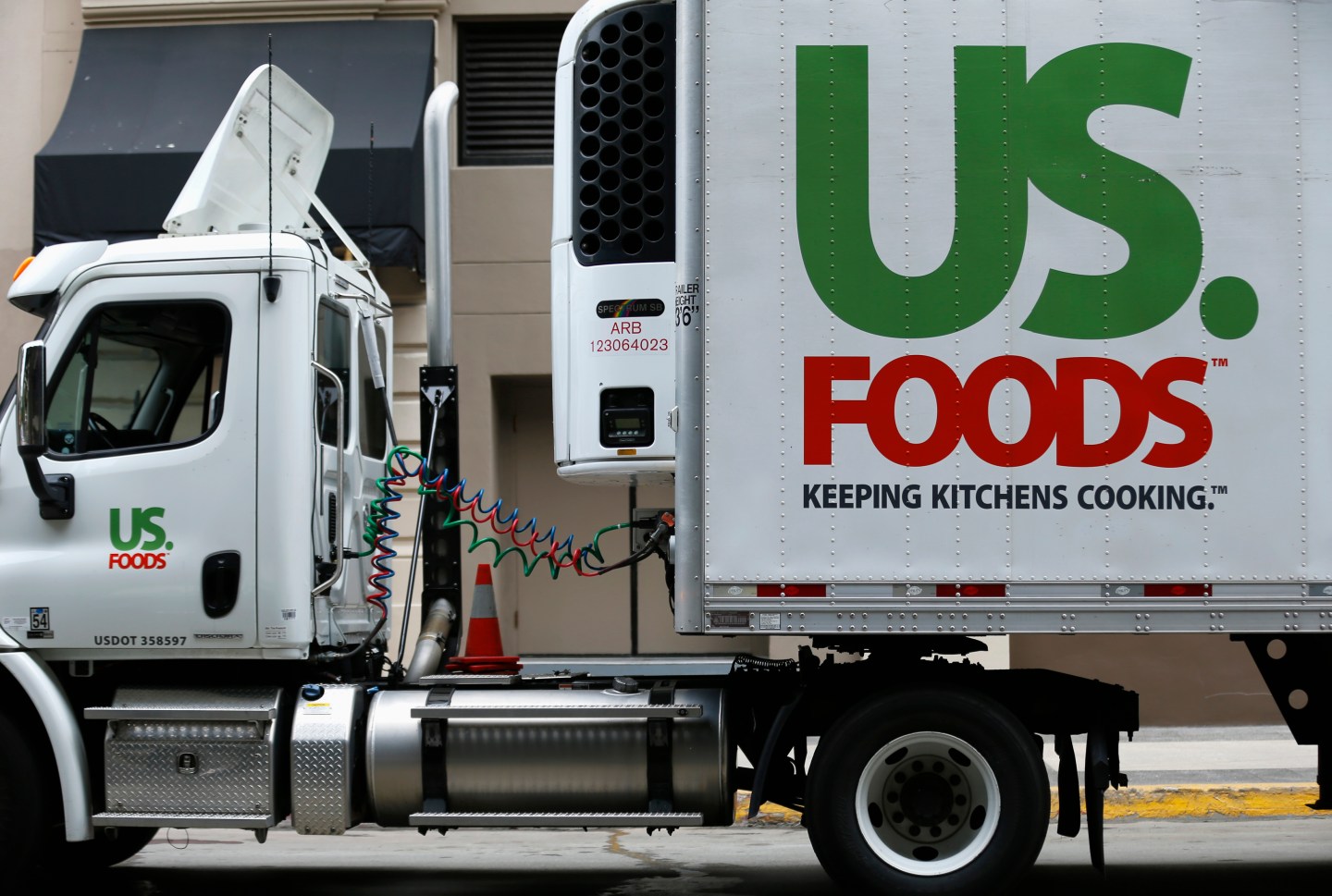 A US. Foods truck is shown on delivery in in San Diego