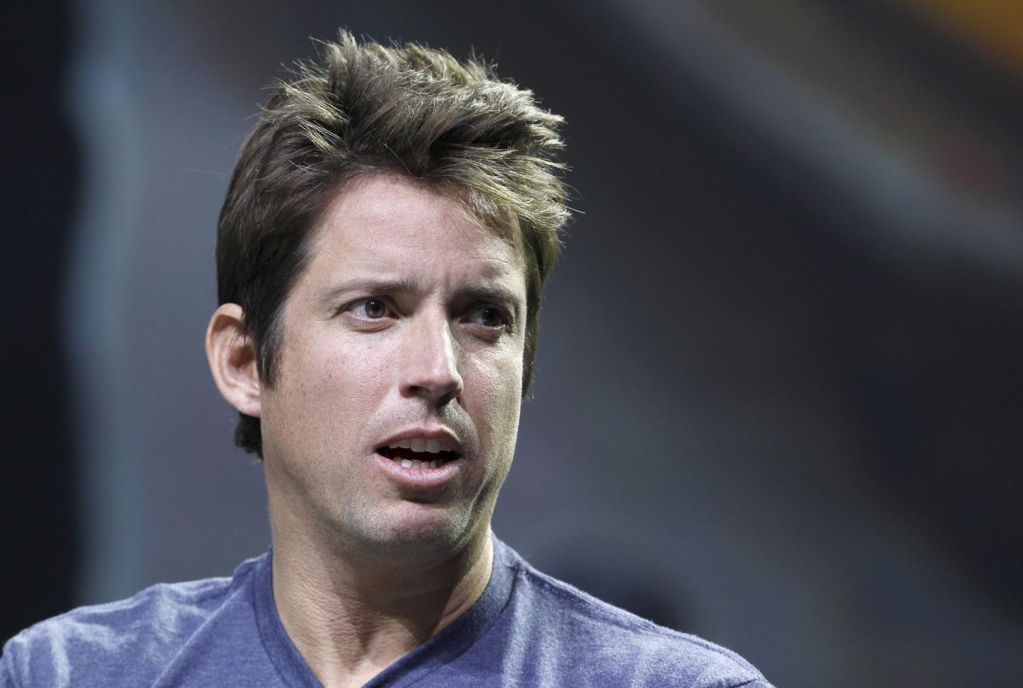 Mike Woodman, founder and CEO of GoPro, speaks during a YouTube keynote address at the 2016 CES trade show in Las Vegas