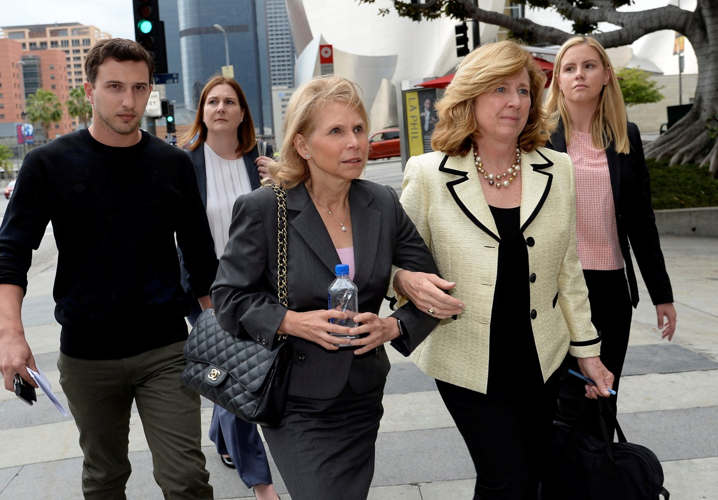 Sumner Redstone's daughter Shari Redstone leaves a downtown courthouse in Los Angeles