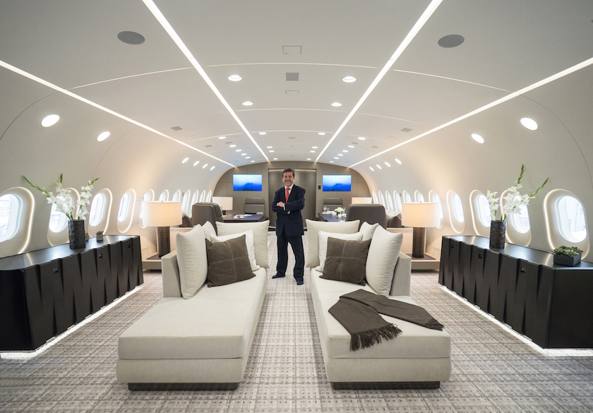 Stephen Vella aboard the reconfigured BBJ 787