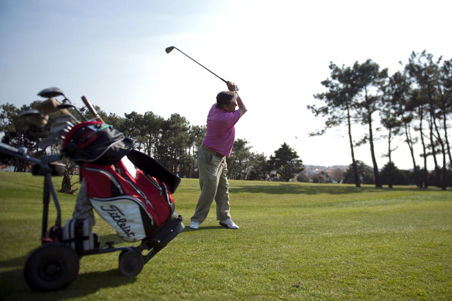 A man plays golf on March 27, 2012 in Bi