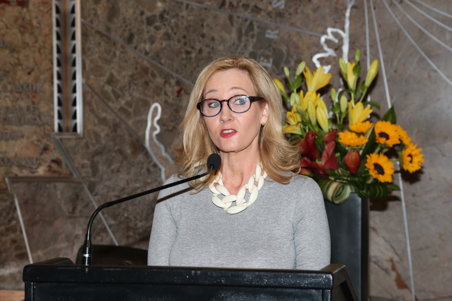 Author J.K. Rowling Visits The Empire State Building
