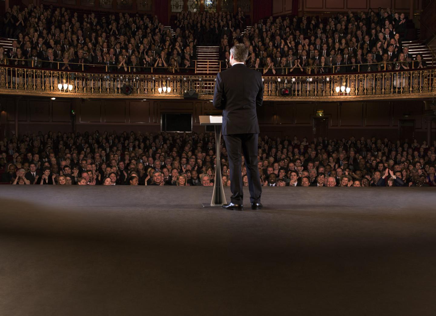 Performer on stage in theater