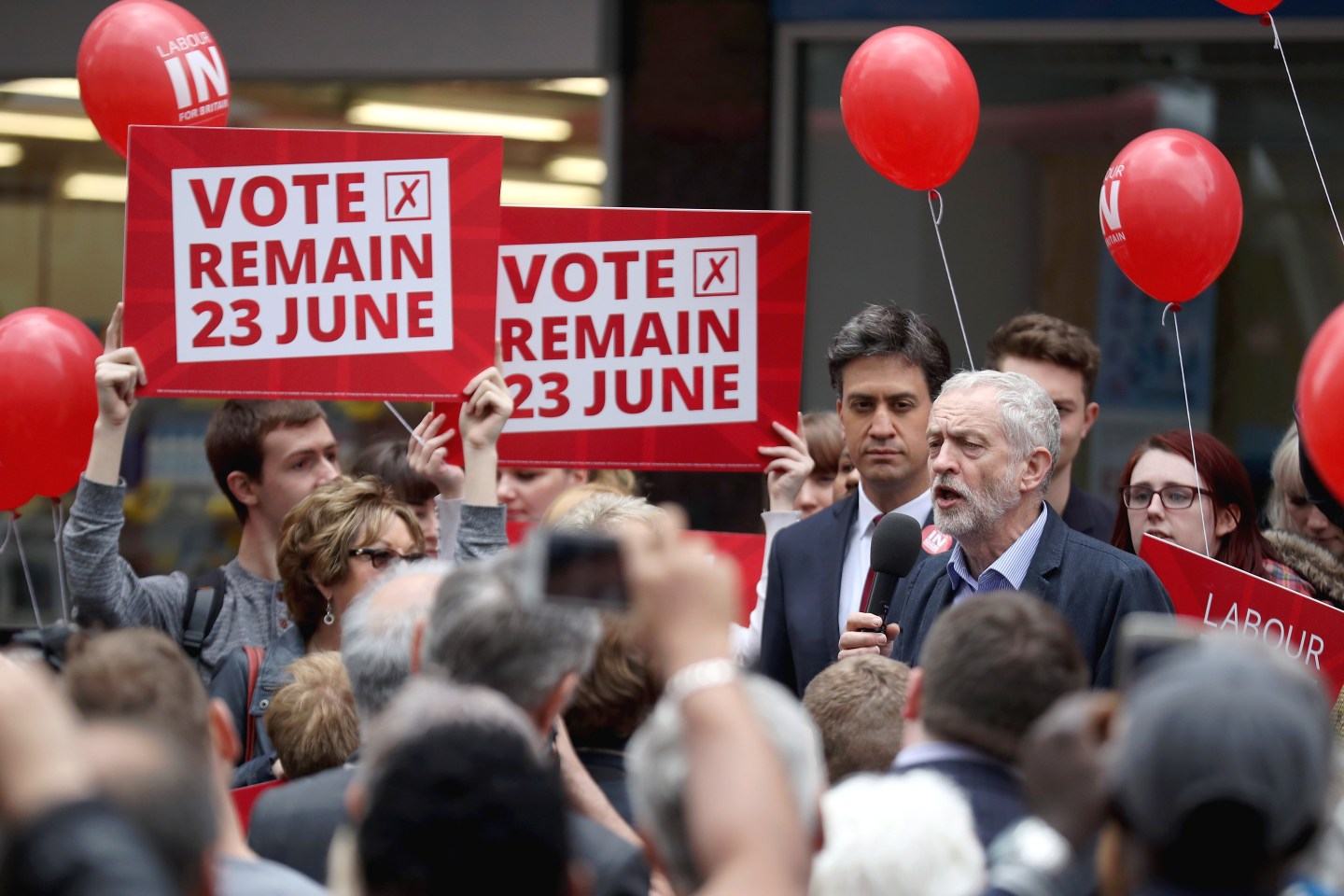 Jeremy Corbyn And Ed Miliband Campaign For Labour In