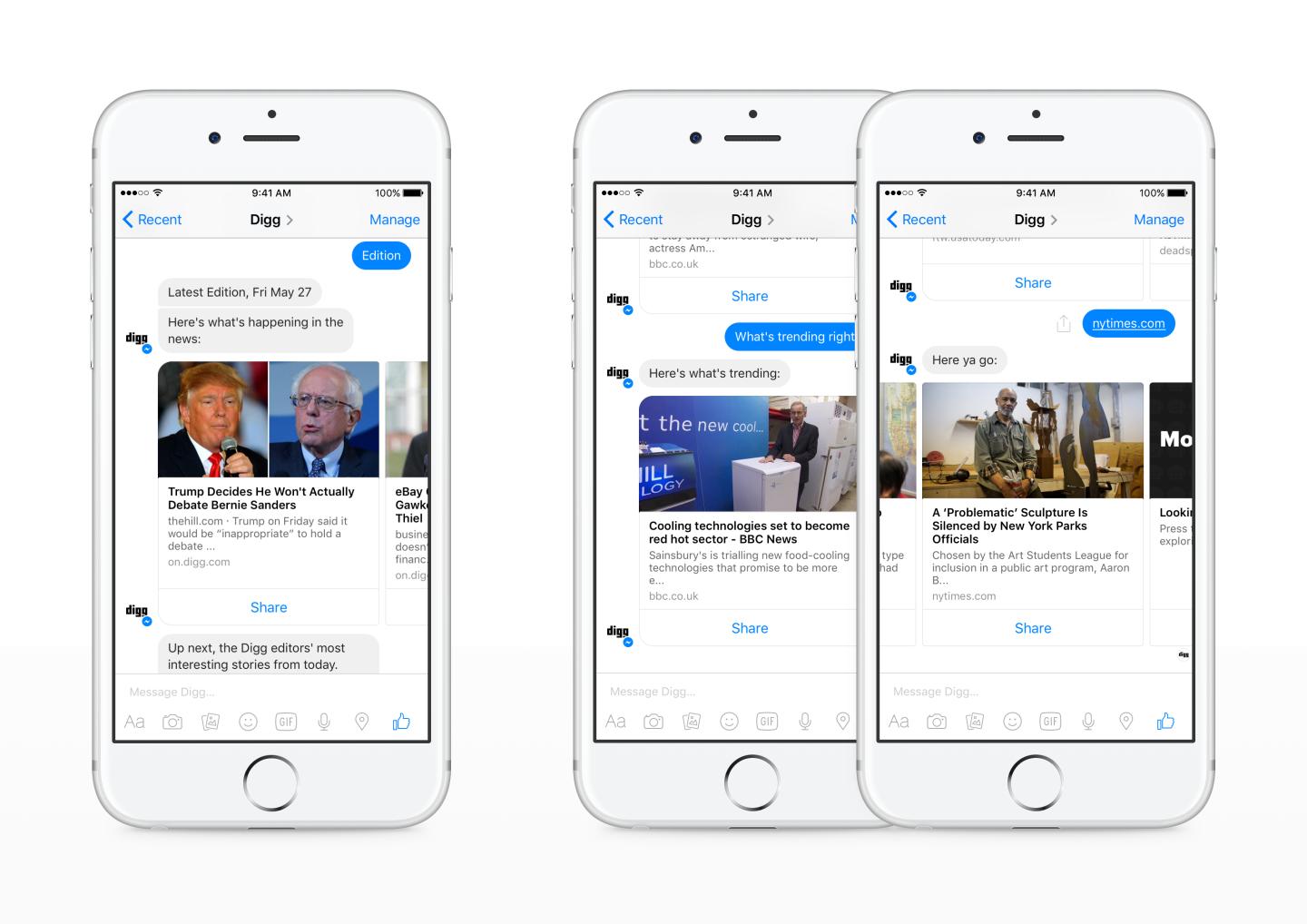 Digg Launches a News Bot That Lives Inside Facebook Messenger