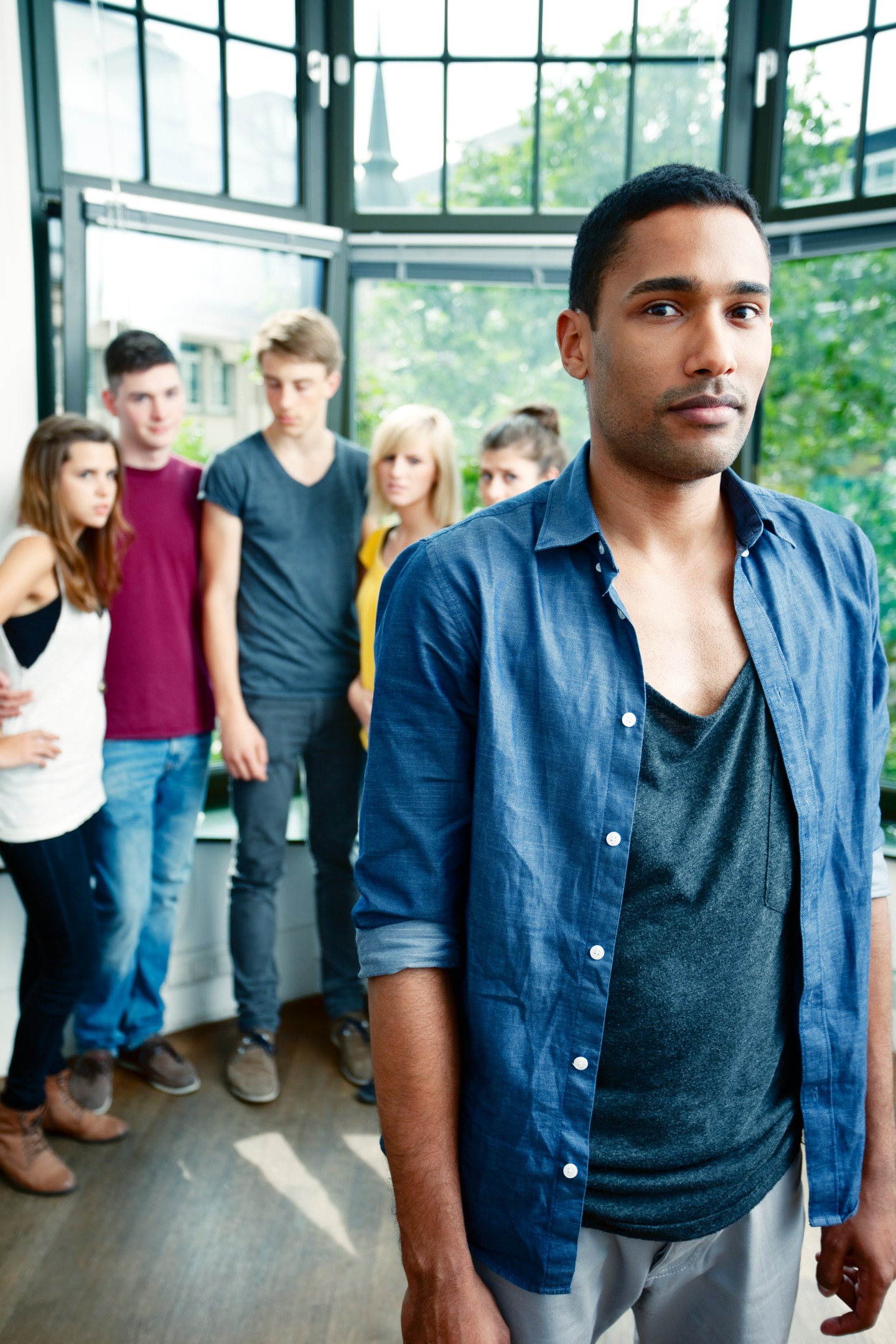 Isolation Concept, Young Black Man Rejected by a Group