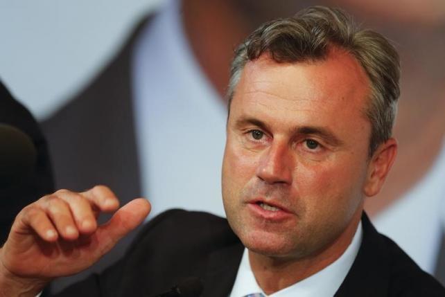 Former presidential candidate Hofer of the Austrian Freedom Party (FPOe) addresses a news conference in Vienna