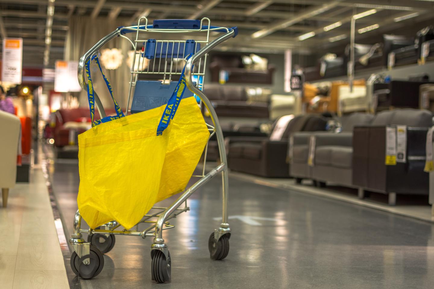 A shopping bag and cart in Beijing Inter Ikea shopping