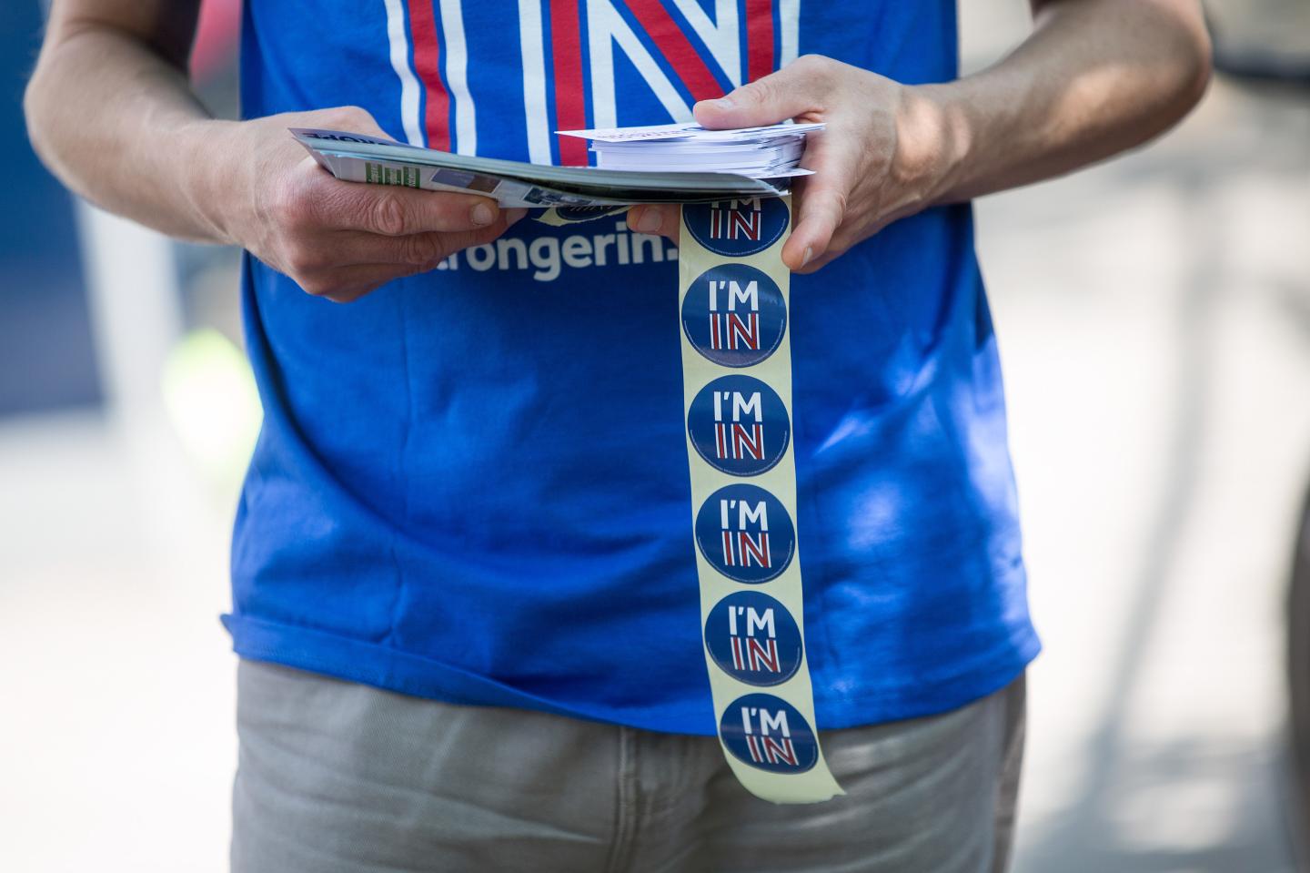 Campaigners Distribute Stronger In Europe Paraphernalia Ahead Of The EU Referendum