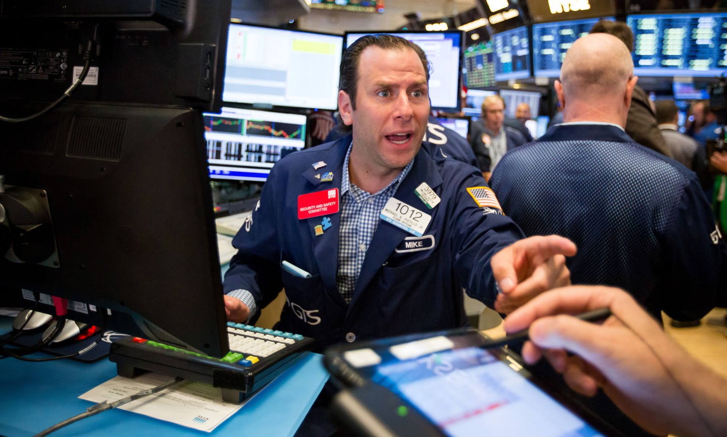 Trading On The Floor Of The NYSE As U.S. Stocks Tumble Amid Global Selloff After U.K. Brexit Vote