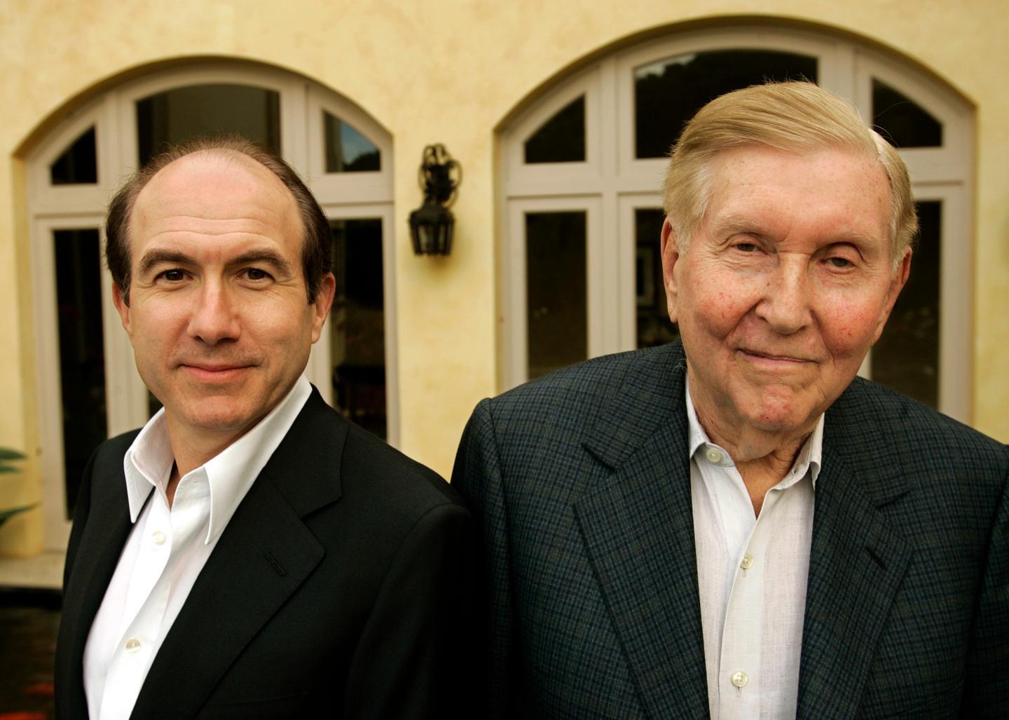 Viacom CEO Philippe Dauman, left, and Viacom Chairman Sumner Redstone photographed at Redstone's ho