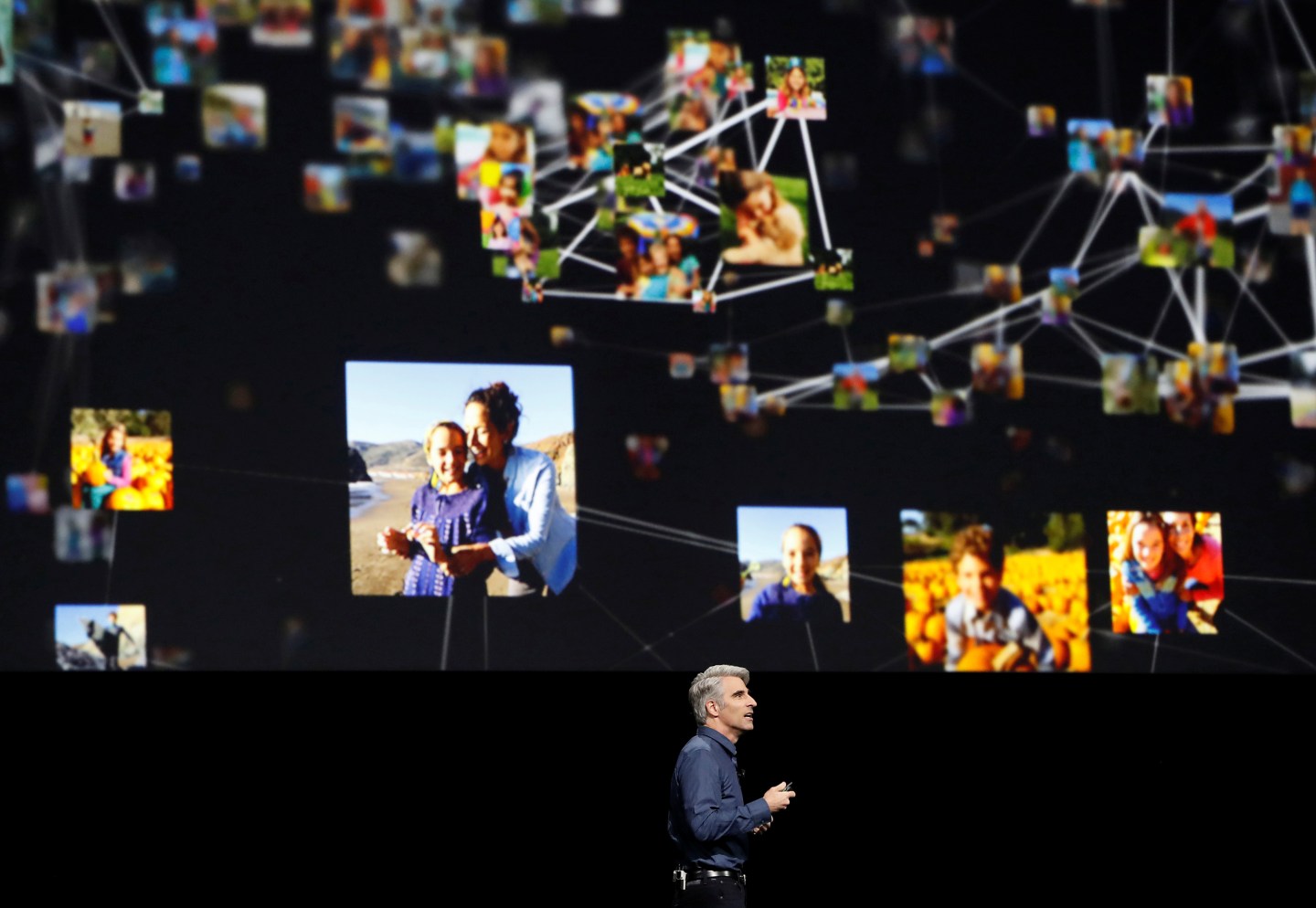 Craig Federighi of Apple Inc. talks about photos within iOS at the company's World Wide Developers Conference in San Francisco, California