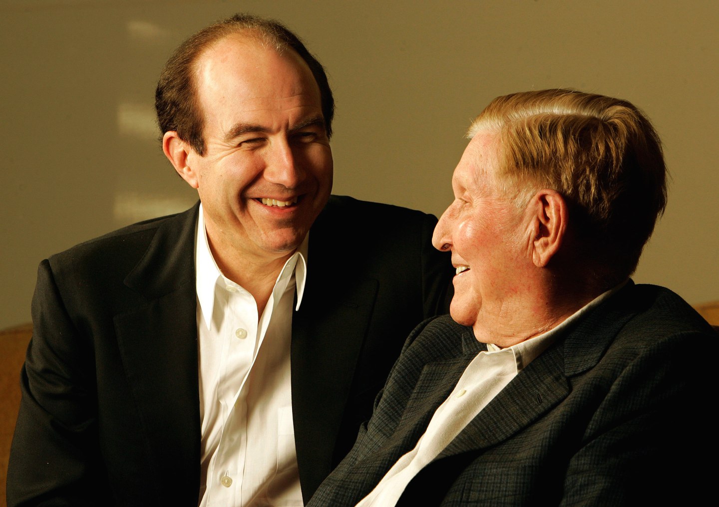 Viacom CEO Philippe Dauman, left, and Viacom Chairman Sumner Redstone photographed at Redstone's ho