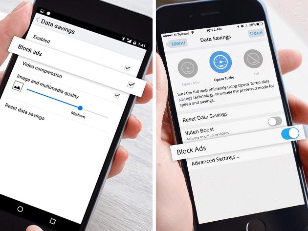 Opera's ad-blocking feature is now available on iOS and Windows Phone.