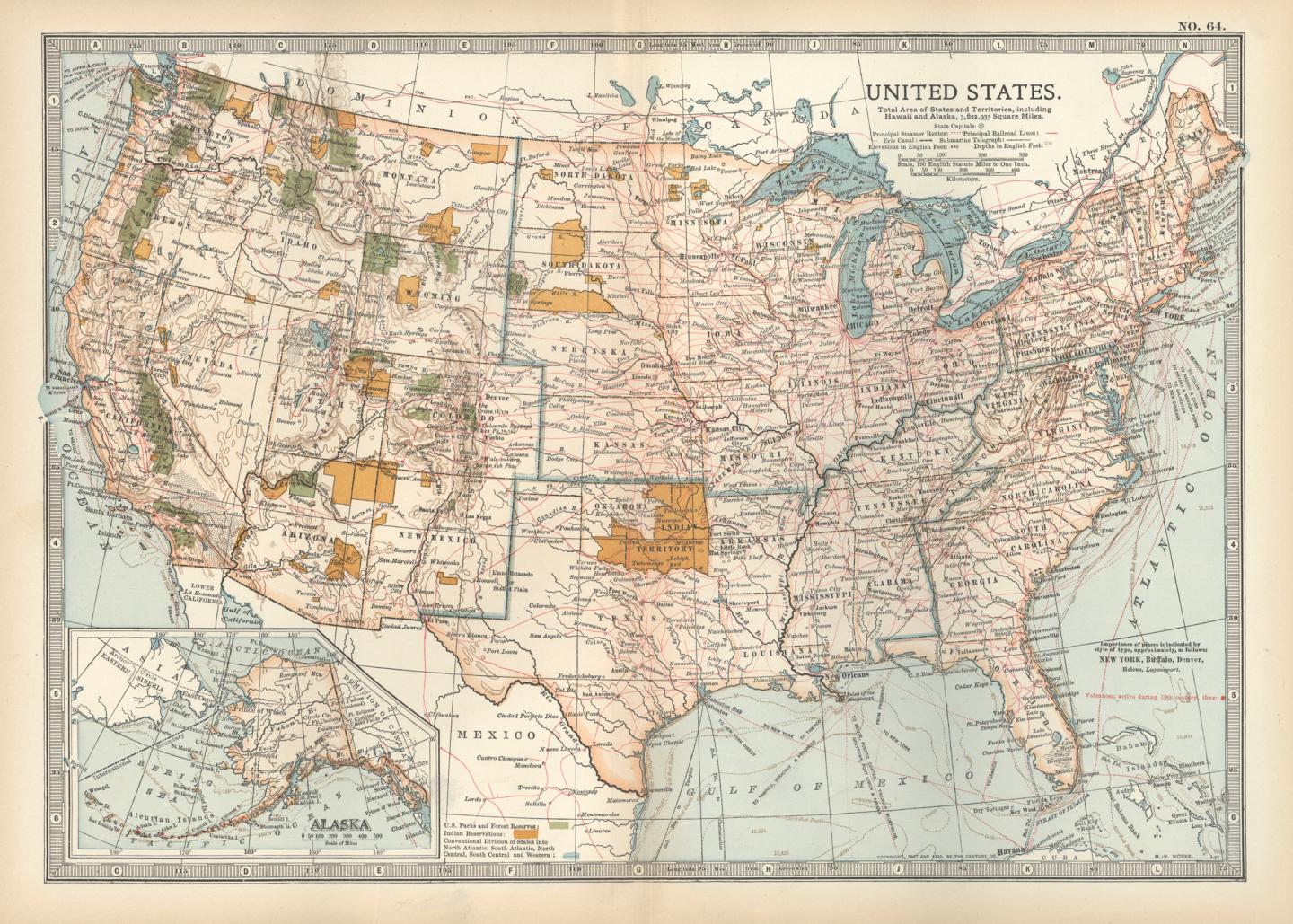 Map of the United States with inset of Alaska